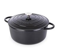 Nuovva Enamelled Cast Iron Dutch Oven Pot with Lid - 7.3 Quart Casserole Dish - Ceramic Dutch Oven for Bread Baking, Roasting, Braising & Stews - Oven Safe up to 500°F - 30cm Black