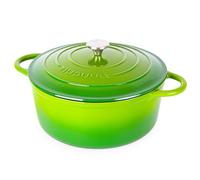 Nuovva Enamelled Cast Iron Dutch Oven Pot with Lid - 7.3 Quart Casserole Dish - Ceramic Dutch Oven for Bread Baking, Roasting, Braising & Stews - Oven Safe up to 500°F - 30cm Green