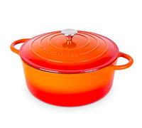 Nuovva Enamelled Cast Iron Dutch Oven Pot with Lid - 7.3 Quart Casserole Dish - Ceramic Dutch Oven for Bread Baking, Roasting, Braising & Stews - Oven Safe up to 500°F - 30cm Orange