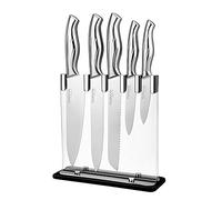 nuovva Kitchen Knife Set - Sharp Stainless Steel Kitchen Knives - 5 Pieces Durable Blades with Clear Acrylic Block - Knife Block Set