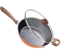 nuovva Non Stick Frying Pan - Induction Hob Saute Pan with Lid - Kitchen Saucepan Cookware - 28cm Copper Chef's Pan