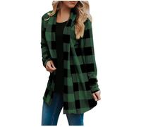 Nuoxyeu Cotton V Neck T Shirts Plaid Shirts for Women Plus Size Fall Cardigan Casual Button Down Long Sleeve T Oversized Lightweight Jacket Fashion Checkered Daily Deals