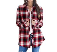 Nuoxyeu Women Tunic Tops Plaid Shirts for Women Plus Size Fall Cardigan Casual Button Down Long Sleeve T Shirts Oversized Lightweight Jacket Fashion Checkered Todays Offers Special Deals