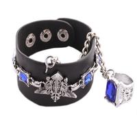 NuoYa005 Punk Cosplay anime Kuroshitsuji Fashion eagle mark bracelet Sapphire Ring Charms HOT black