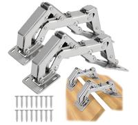 Nuoyiman 2 Pack 170 Degree Soft Close Cabinet Hinges, Heavy-Duty Angle Adjustable Overlay Design, Surface Mount, Lid Support Trap Door with Screws, Suitable for Kitchen Turntables, Corner Cabinets