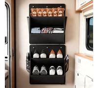 Nuoyiman 2-Pack RV Shoe Organizer with Adhesive Tape, Narrow Space Saving Over the Door Hanging Storage with Deep Pockets for Camper, Motorhome, Caravan, Camping Accessories (Black)