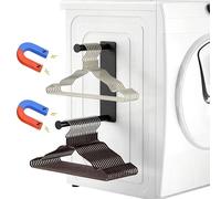 Nuoyiman Coat Hanger Storage Stacker, Extendable Laundry Room Organization, Holds 40+ Plastic Hangers, Space Saving Magnetic Hanger Holder for Washing Machine Dryer & Closet (Black)