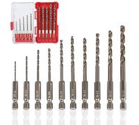 Nuoyiman Cobalt Drill Bit Set, 10-Piece M35 HSS Drill Bit Set for Stainless Steel, Cast Iron, Wood and Plastic, 1.5-6.0mm Titanium Coated Metal Drill Bits with Hex Shank and Storage Case