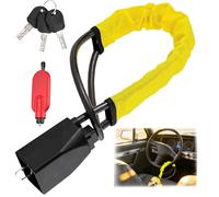 Nuoyiman Steering Wheel Lock, Seat Belt Lock, Metal Head, High Visibility Car Lock Anti-Theft Device with 1 Window Breaker, Heavy Duty Universal Steering Locks for Car, SUV, Pickup, Jeep, Van, RV