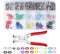 NUOYIXUAN Snap Button Kit 200 Sets, 9.5mm Metal Snap Fastener Kit with Pliers Press Tool, for Clothing Sewing Leather Snaps Buttons Shirt Jeans Carry Bag Craft Diy Supplies