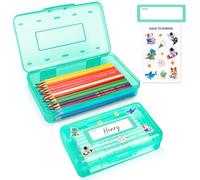 Nuozme Clear Plastic Pencil Box For Girl Boy, Personalized Hard Pencil Case For Marker Crayon, Stackable School Office Art Supplies Storage Organizer Box,Medium Size (Light Green)