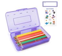 Nuozme Clear Plastic Pencil Box For Girl Boy, Personalized Hard Pencil Case For Marker Crayon, Stackable School Office Art Supplies Storage Organizer Box,Medium Size (Light Purple)