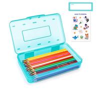 Nuozme Clear Plastic Pencil Box For Girl Boy, Personalized Hard Pencil Case For Marker Crayon, Stackable School Office Art Supplies Storage Organizer Box,Medium Size (Light Blue)