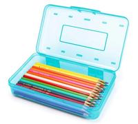 Nuozme Plastic Translucent Pencil Box,Pencil Cases with Snap-Tight Lid for Pens, Pencils, School Supplies,Office Supplies (Light Blue)
