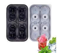Nupaque Dog Tray,4 Cavity Bulldog Shape Molds - Fun Shape Tray Dog Shape Molds Reusable - Easy Release Silicone Ice Ball Maker for Coffee, Milk, Tea, Whiskey Spirits