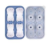 Nupaque Silicone Tray Bulldog | 4 Cavity Bulldog Shape Molds - Fun Shape Tray Dog Shape Molds Reusable - Easy Release Silicone Ice Ball Maker for Coffee, Milk, Tea, Whiskey