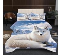 Nuphtun 3D Comforter Set Single Bed | Animal Fox, 3D Elegant Design, Luxury Hotel Style with 200GSM Cotton Fill, Single Duvet Set with 2 Pillowcases 19" x 29", 135x200 cm B400
