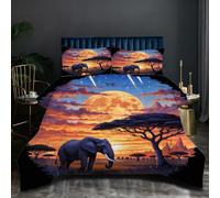 Nuphtun 3D Comforter Set Single Bed | Colourful Elephant, 3D Elegant Design, Luxury Hotel Style with 200GSM Cotton Fill, Single Duvet Set with 2 Pillowcases 19" x 29", 135x200 cm J340-