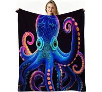 Nuphtun Blanket King Size Blue Octopus, Premium Flannel Throw Blanket 86x94 Inches | Fits King Size Beds as Topper or Warm Layer, Complete Coverage, Hotel Luxury at Home, AW1110