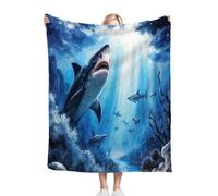 Nuphtun Blanket King Size Blue Shark, Premium Flannel Throw Blanket 86x94 Inches | Fits King Size Beds as Topper or Warm Layer, Complete Coverage, Hotel Luxury at Home, AQ2064