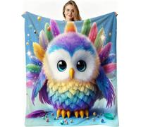 Nuphtun Blanket King Size Colorful Owl, Premium Flannel Throw Blanket 86x94 Inches | Fits King Size Beds as Topper or Warm Layer, Complete Coverage, Hotel Luxury at Home, AW66