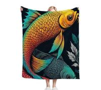 Nuphtun Blanket King Size Colourful Carp, Premium Flannel Throw Blanket 86x94 Inches | Fits King Size Beds as Topper or Warm Layer, Complete Coverage, Hotel Luxury at Home, AQ3996