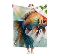 Nuphtun Blanket King Size Colourful Carp, Premium Flannel Throw Blanket 86x94 Inches | Fits King Size Beds as Topper or Warm Layer, Complete Coverage, Hotel Luxury at Home, AQ4134
