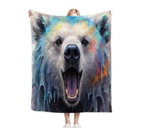 Nuphtun Blanket King Size Light Grey Bear, Premium Flannel Throw Blanket 86x94 Inches | Fits King Size Beds as Topper or Warm Layer, Complete Coverage, Hotel Luxury at Home, AQ6480