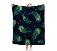 Nuphtun Blanket King Size Peacock Feather, Premium Duvet-Sized Flannel Throw Blanket 86x94 Inches | Fits King Size Beds as Topper or Warm Layer, Complete Coverage, Hotel Luxury at Home