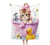 Nuphtun Blanket King Size Pink Cat, Premium Flannel Throw Blanket 86x94 Inches | Fits King Size Beds as Topper or Warm Layer, Complete Coverage, Hotel Luxury at Home, AQ2076