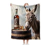 Nuphtun Blanket Throw 220x240 Animal Donkey, Premium Flannel Bed Blanket 220x240 cm | Fits King Size Beds, Plush, Designed as a Duvet Alternative for Hotel-Quality Sleep & Ultimate Warmth B180