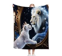 Nuphtun Blanket Throw 220x240 Animal Lion, Premium Flannel Bed Blanket 220x240 cm | Fits King Size Beds, Plush, Designed as a Duvet Alternative for Hotel-Quality Sleep, Ultimate Warmth D64