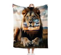 Nuphtun Blanket Throw 220x240 Animal Lion, Premium Flannel Bed Blanket 220x240 cm | Fits King Size Beds, Plush, Designed as a Duvet Alternative for Hotel-Quality Sleep, Ultimate Warmth D254