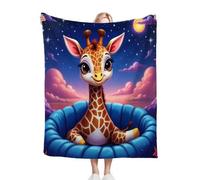 Nuphtun Blanket Throw 220x240 Cartoon Giraffe, Premium Flannel Bed Blanket 220x240 cm | Fits King Size Beds, Plush, Designed as a Duvet Alternative for Hotel-Quality Sleep & Ultimate Warmth