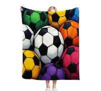 Nuphtun Blanket Throw 220x240 Colourful Football, Premium Flannel Bed Blanket 220x240 cm | Fits King Size Beds, Plush, Designed as a Duvet Alternative for Hotel-Quality Sleep & Ultimate Warmth