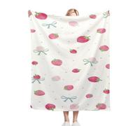 Nuphtun Blanket Unisex 40x50 Inch Strawberry, Ultra-Soft Microfibre Flannel Throw Blanket 40x50 Inches | Compact for Sofa, Car Travel, Lightweight Comfort, Multiple 3D Designs E47