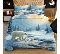 Nuphtun Double Duvet Cover Set White Polar Bear, 3D Printed Bedding Set 79 x 79 Inches for Teens Adults, Brushed Microfiber Quilt Cover with 2 Pillow Cases 20 x 30 Inches