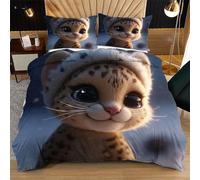 Nuphtun Double Duvet Cover Set Yellow Cute Cheetah, 3D Printed Bedding Set 79 x 79 Inches for Teens Adults, Brushed Microfiber Quilt Cover with 2 Pillow Cases 20 x 30 Inches
