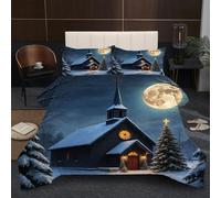 Nuphtun Double Size Bedding Set 1.8kg Weight | House, U-shaped Quilting, 200 GSM Cotton Fill Stays in Place, Prevents Shifting, Durable Microfiber, 200 x 200 cm A218