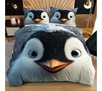 Nuphtun Duvet Cover King Size Set Cute Penguin, 100% Microfiber Bedding Set King Size 86 x 90 Inches for All Season, Soft & Breathable Quilt Cover Set with 2 Pillow Cases & Zipper