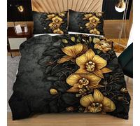 Nuphtun Duvet Cover King Size Set Grey Flowers Adult, 100% Microfiber Bedding Set King Size 86 x 90 Inches for All Season, Soft & Breathable Quilt Cover Set with 2 Pillow Cases & Zipper