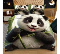Nuphtun Duvet Cover Super King Size Grey Cartoon Panda, Microfiber Bedding Super King Set for Family, Luxury 3D Printed Quilt Cover 86 x 102 Inches with Zipper & Ties