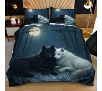 Nuphtun Duvet Cover Super King Size Grey Lion, Microfiber Bedding Super King Set for Family, Luxury 3D Printed Quilt Cover 86 x 102 Inches with Zipper & Ties