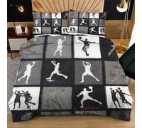 Nuphtun Duvet Cover Super King Size Grey Sports Silhouette, Microfiber Bedding Super King Set for Family, Luxury 3D Printed Quilt Cover 86 x 102 Inches with Zipper & Ties