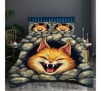 Nuphtun Duvet King Size Cartoon Screaming Cat, Reversible Coverless Comforter King Size 86 x 94 Inches, Ultra Soft Microfiber Quilt with 2 Pillowcase