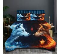 Nuphtun Duvet King Size Colourful Animal Wolf, Reversible Coverless Comforter King Size 86 x 94 Inches, Ultra Soft Microfiber Quilt with 2 Pillowcase