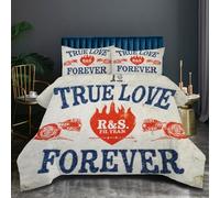 Nuphtun Duvet King Size White Letter Family, Reversible Coverless Comforter King Size 86 x 94 Inches, Ultra Soft Microfiber Quilt with 2 Pillowcase