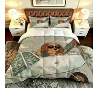 Nuphtun Duvet set King Size 94x86 inch, Brown Dog, NQ395 | with 2 Pillowcases 19" x 29", Lightweight Breathable, for Adults Teens, Multiple Colours Sizes, Apartment Home Bedroom Use