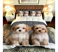 Nuphtun Duvet set King Size 94x86 inch, Brown Dog, NQ701 | with 2 Pillowcases 19" x 29", Lightweight Breathable, for Adults Teens, Multiple Colours Sizes, Apartment Home Bedroom Use