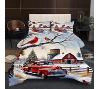 Nuphtun Duvet Set Single with 2 Pillowcases | Red Car, 3D Printed Quilted Comforter with 2 Pillowcases, 200GSM Natural Cotton Fill, Ultra-Soft Microfiber, All Seasons Bedding A329